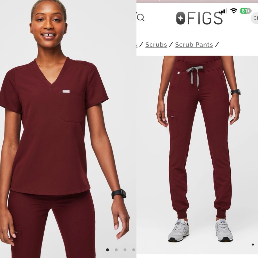 SET Figs Women’s Burgundy Scrub Set